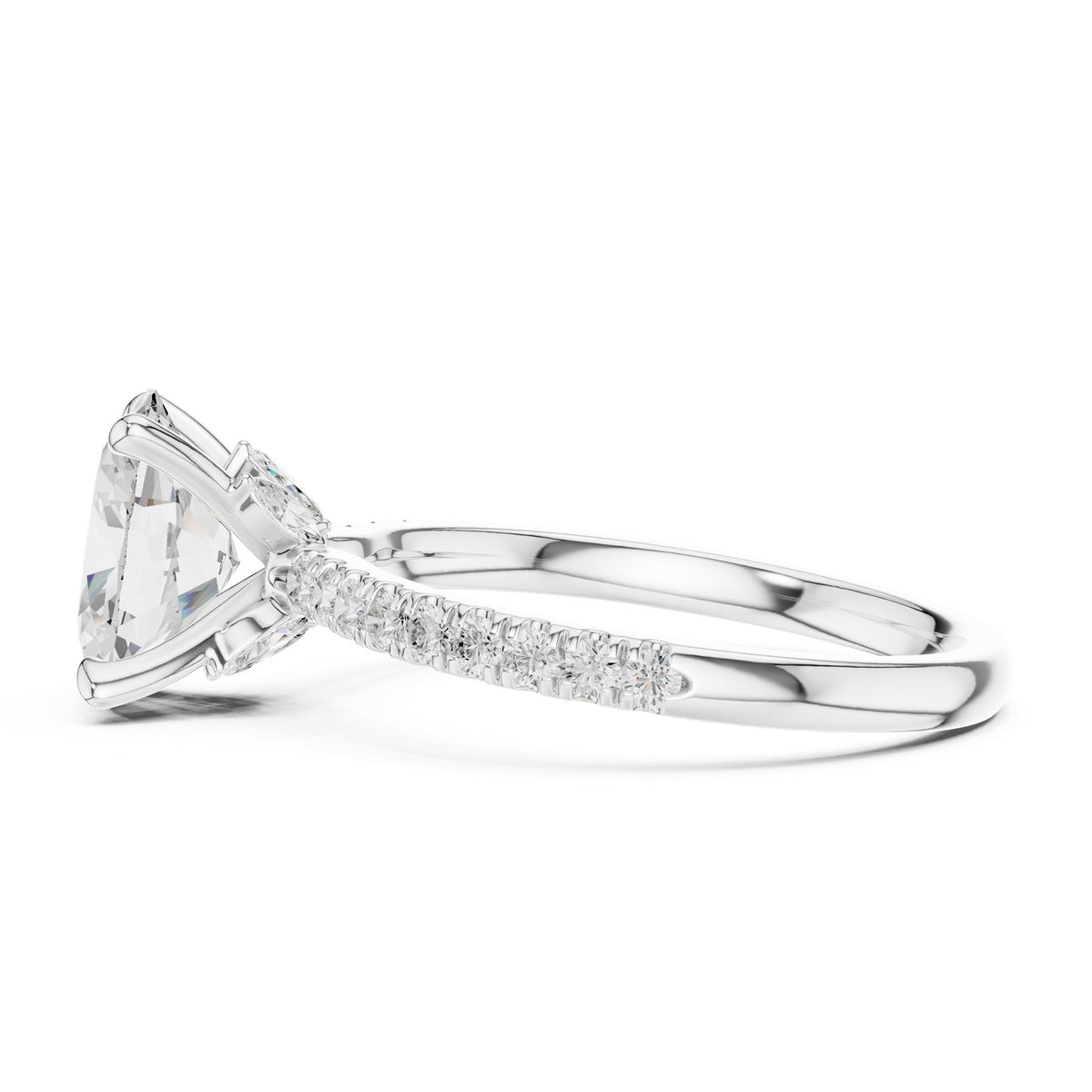 Oval Accented Lab Grown Diamond Engagement Ring