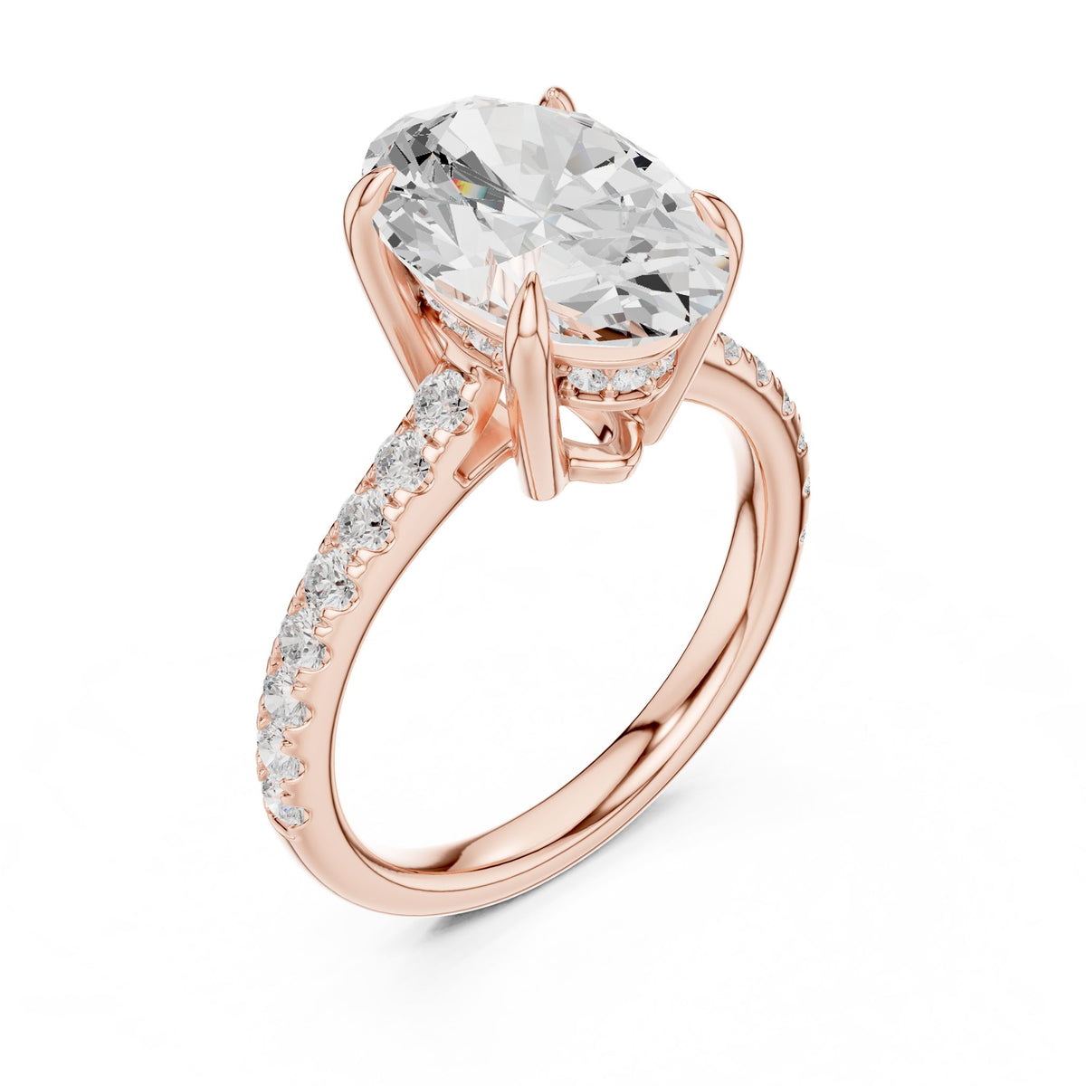 Oval Accented Lab Grown Diamond Engagement Ring