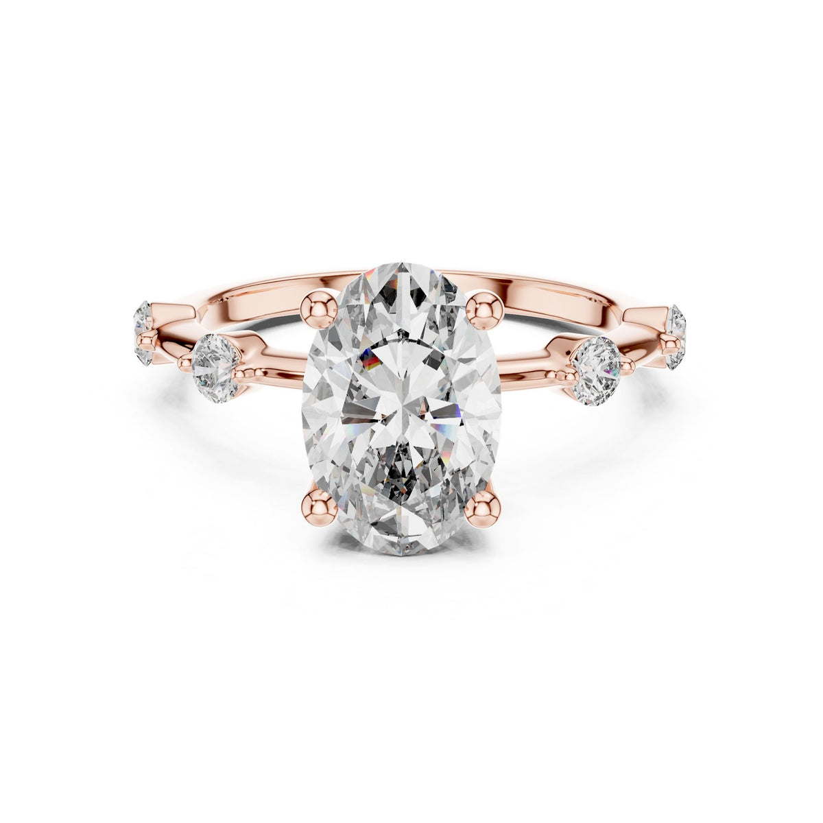 Oval Accented Lab Grown Diamond Engagement Ring