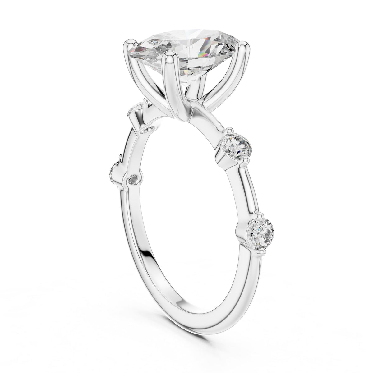 Oval Accented Lab Grown Diamond Engagement Ring