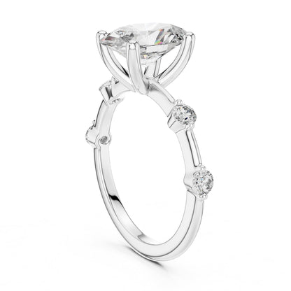 Oval Accented Lab Grown Diamond Engagement Ring