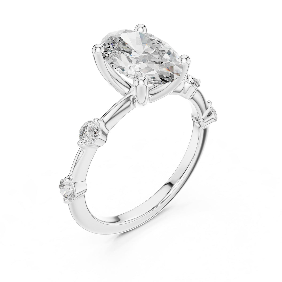 Oval Accented Lab Grown Diamond Engagement Ring