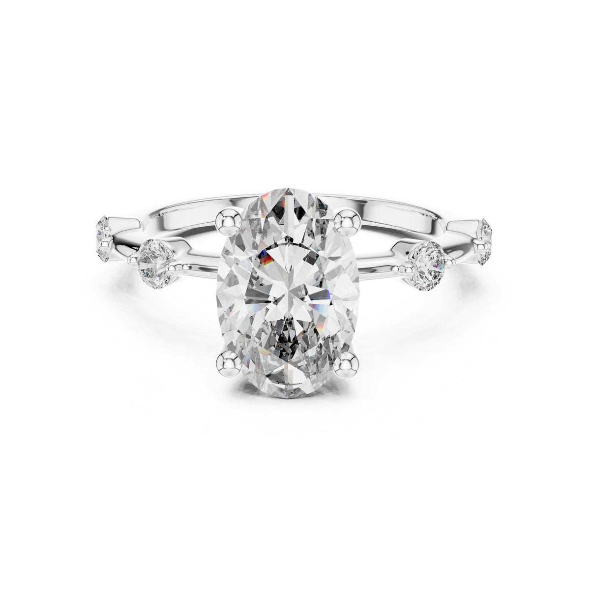 Oval Accented Lab Grown Diamond Engagement Ring