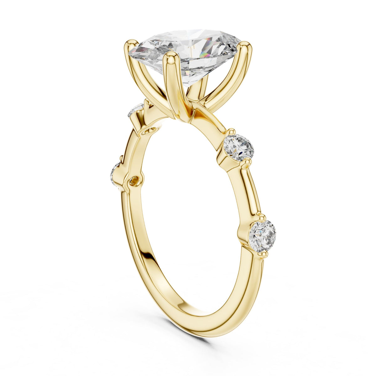 Oval Accented Lab Grown Diamond Engagement Ring