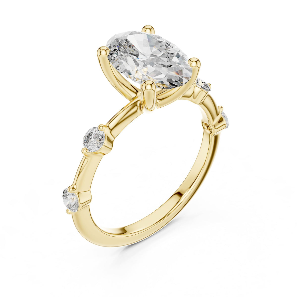 Oval Accented Lab Grown Diamond Engagement Ring