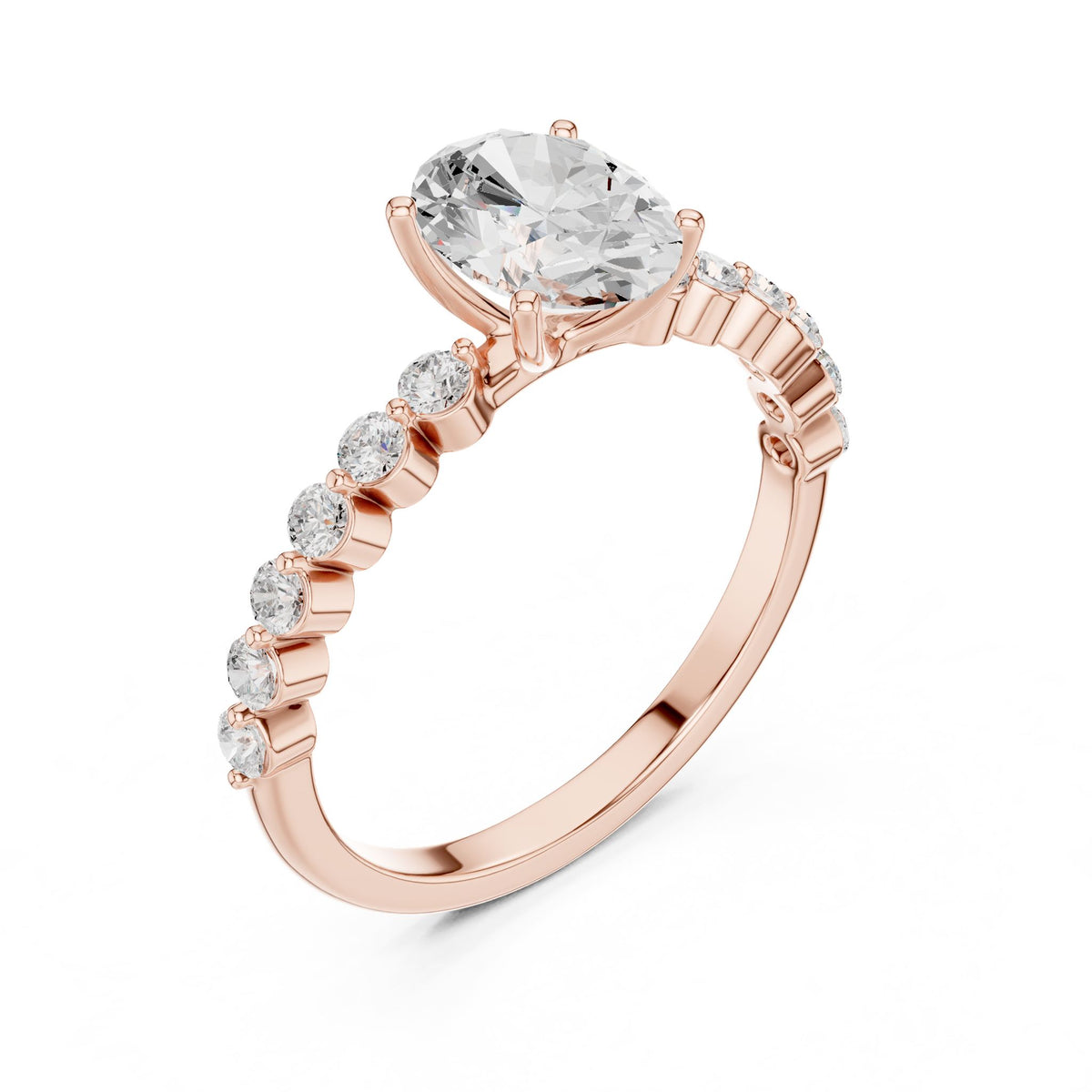 Oval Accented Lab Grown Diamond Engagement Ring