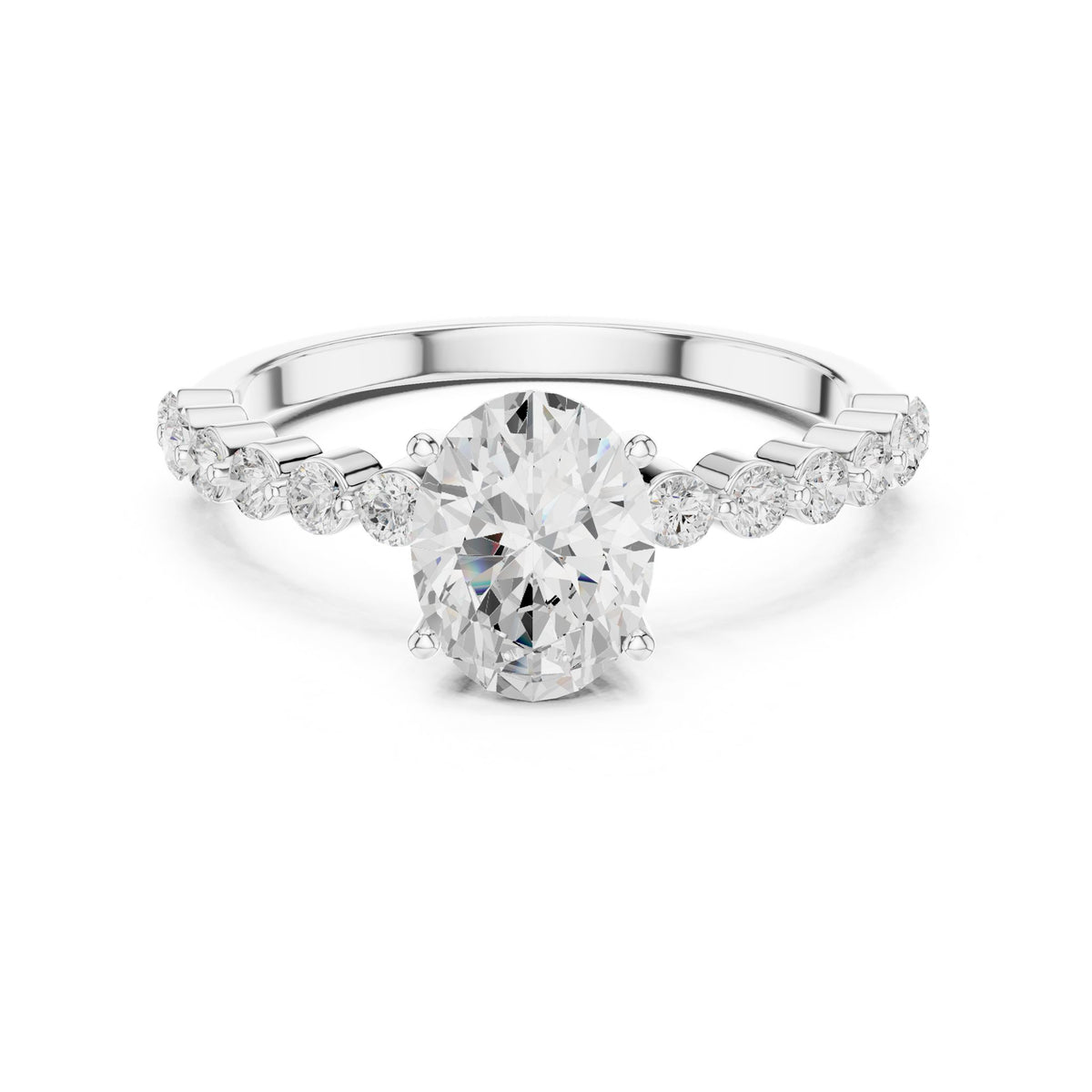 Oval Accented Lab Grown Diamond Engagement Ring