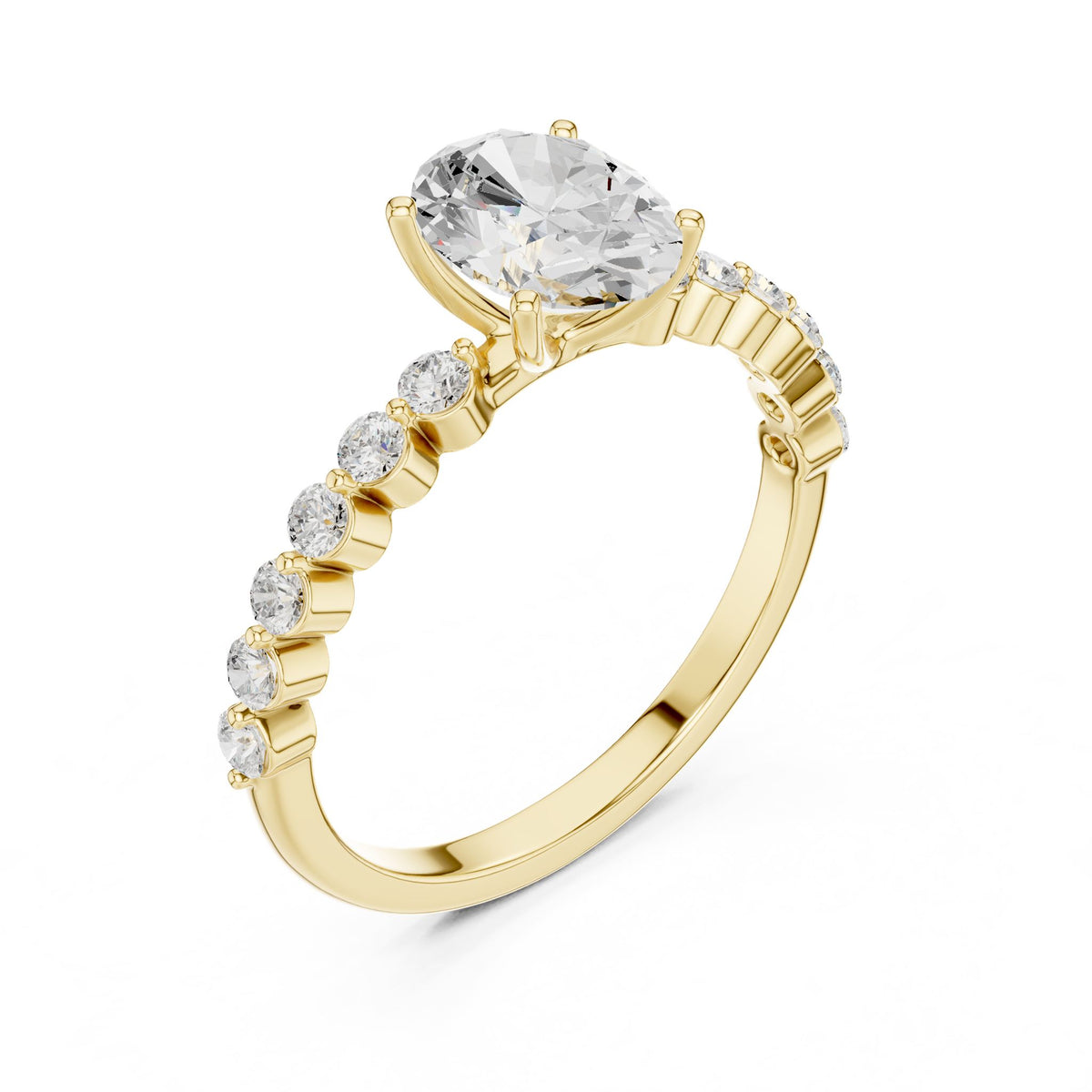 Oval Accented Lab Grown Diamond Engagement Ring