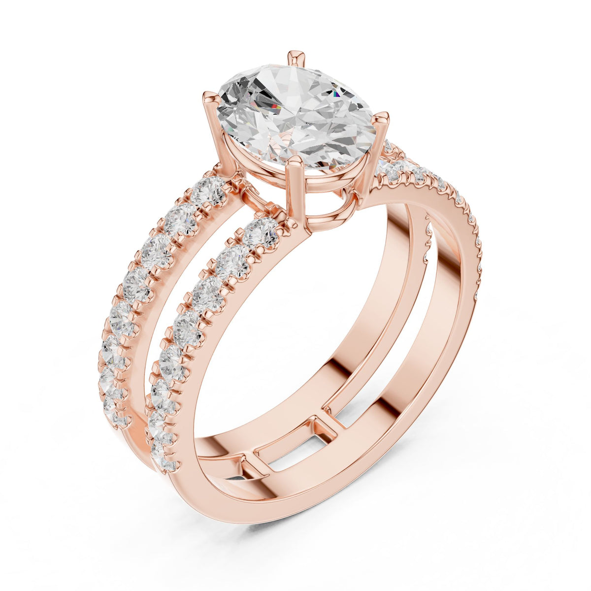 Oval Accented Lab Grown Diamond Engagement Ring