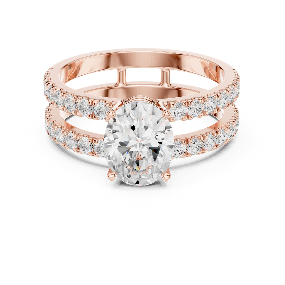 Oval Accented Lab Grown Diamond Engagement Ring