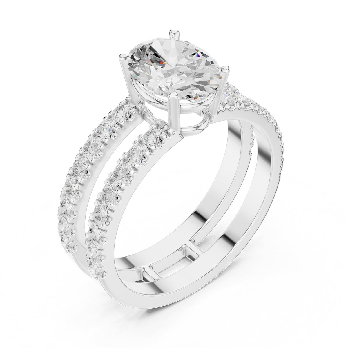 Oval Accented Lab Grown Diamond Engagement Ring