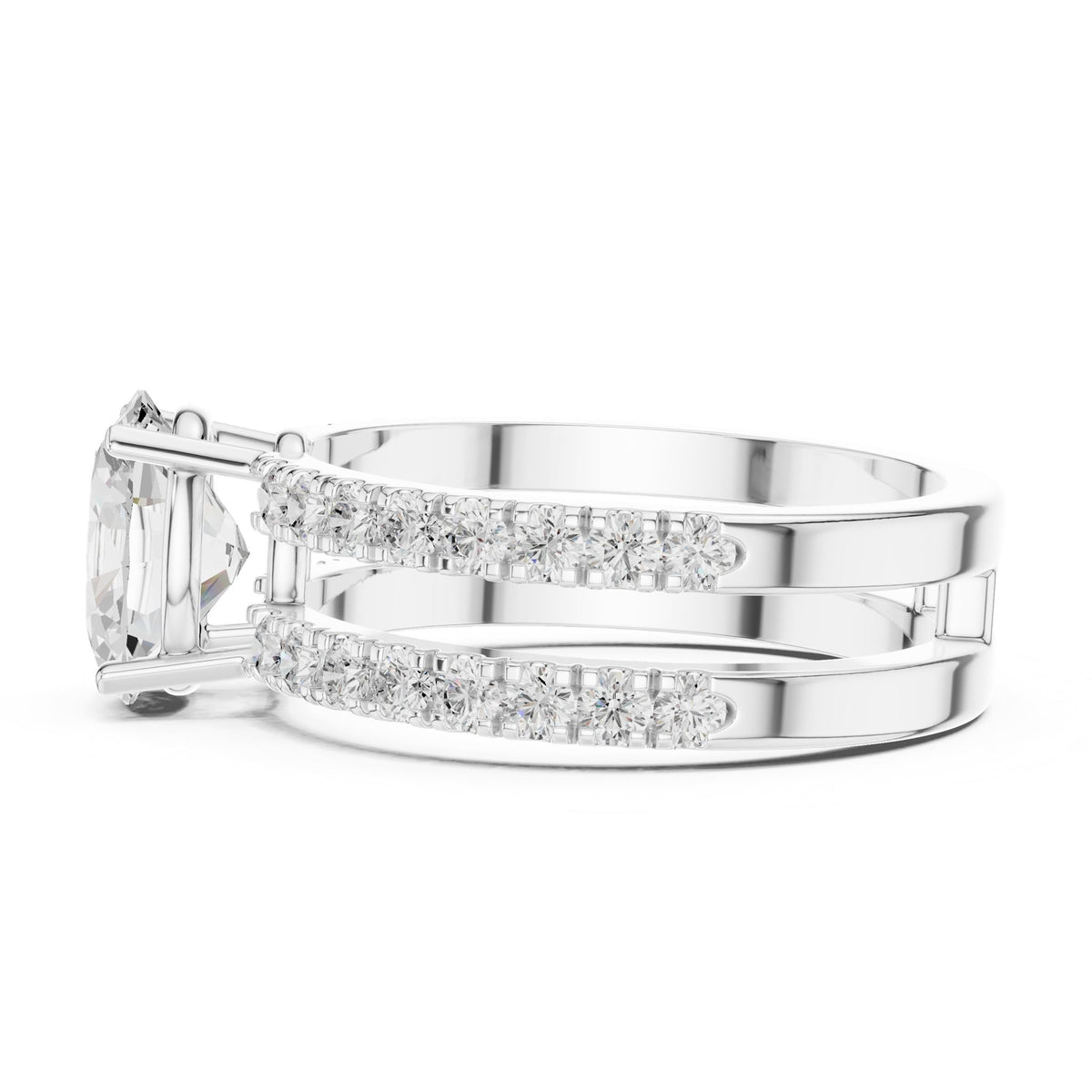 Oval Accented Lab Grown Diamond Engagement Ring
