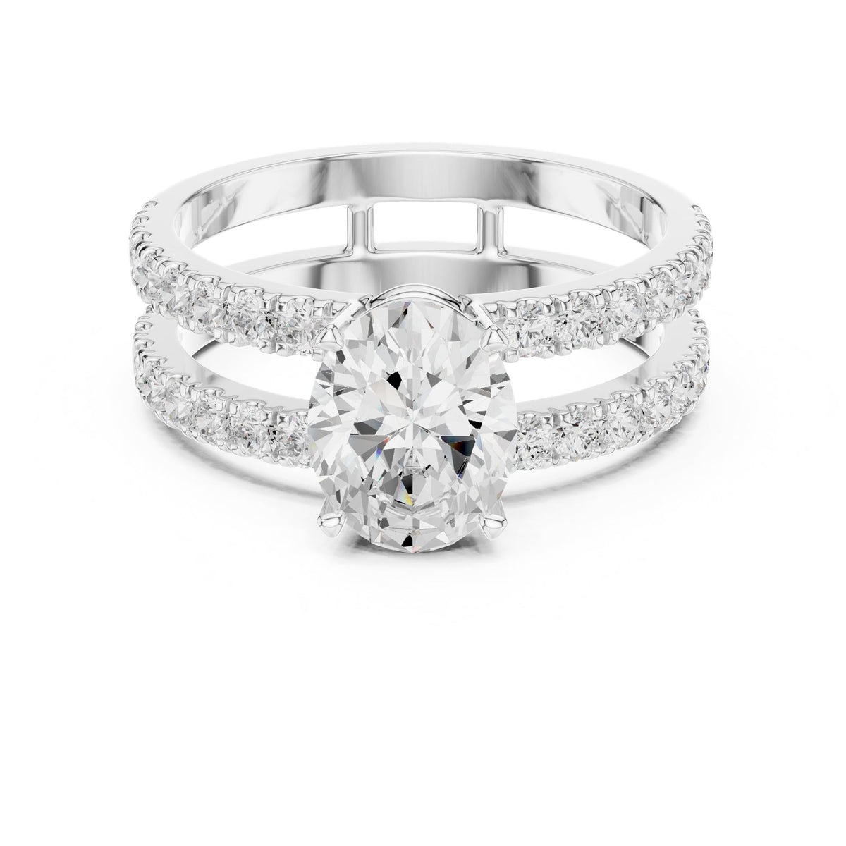 Oval Accented Lab Grown Diamond Engagement Ring