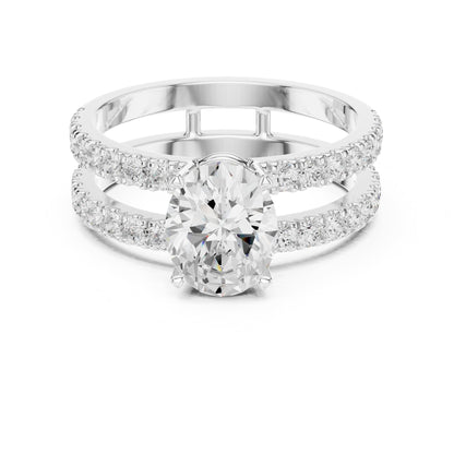 Oval Accented Lab Grown Diamond Engagement Ring