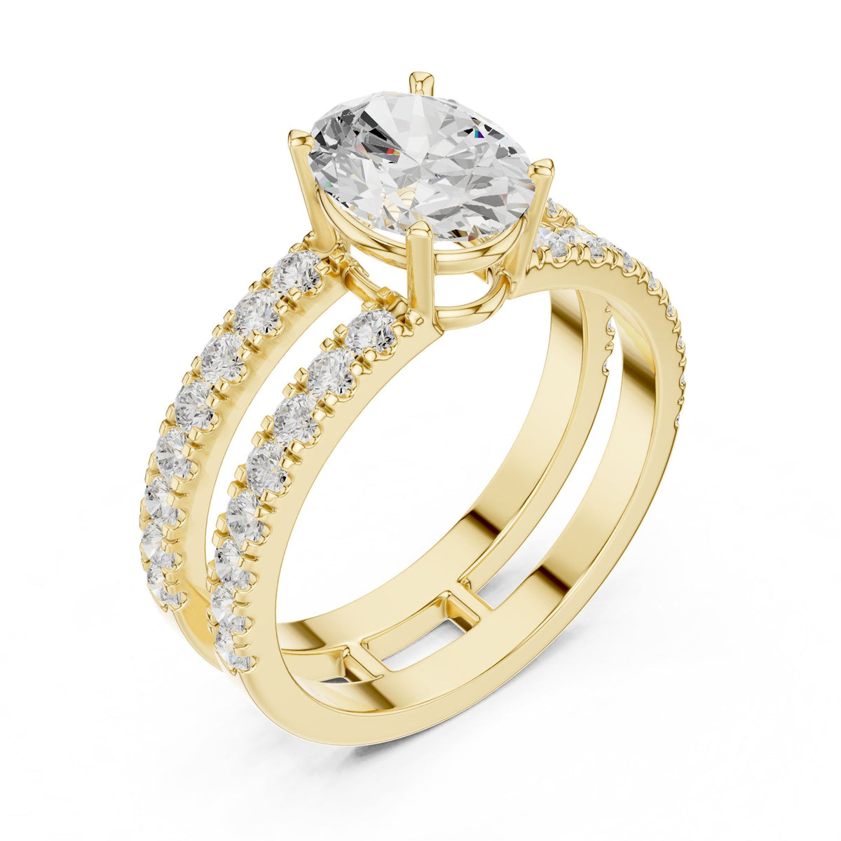 Oval Accented Lab Grown Diamond Engagement Ring