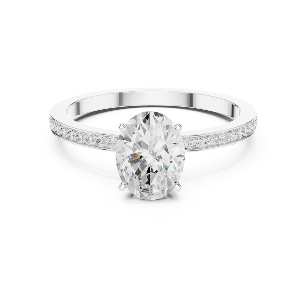 Oval Accented Lab Grown Diamond Engagement Ring