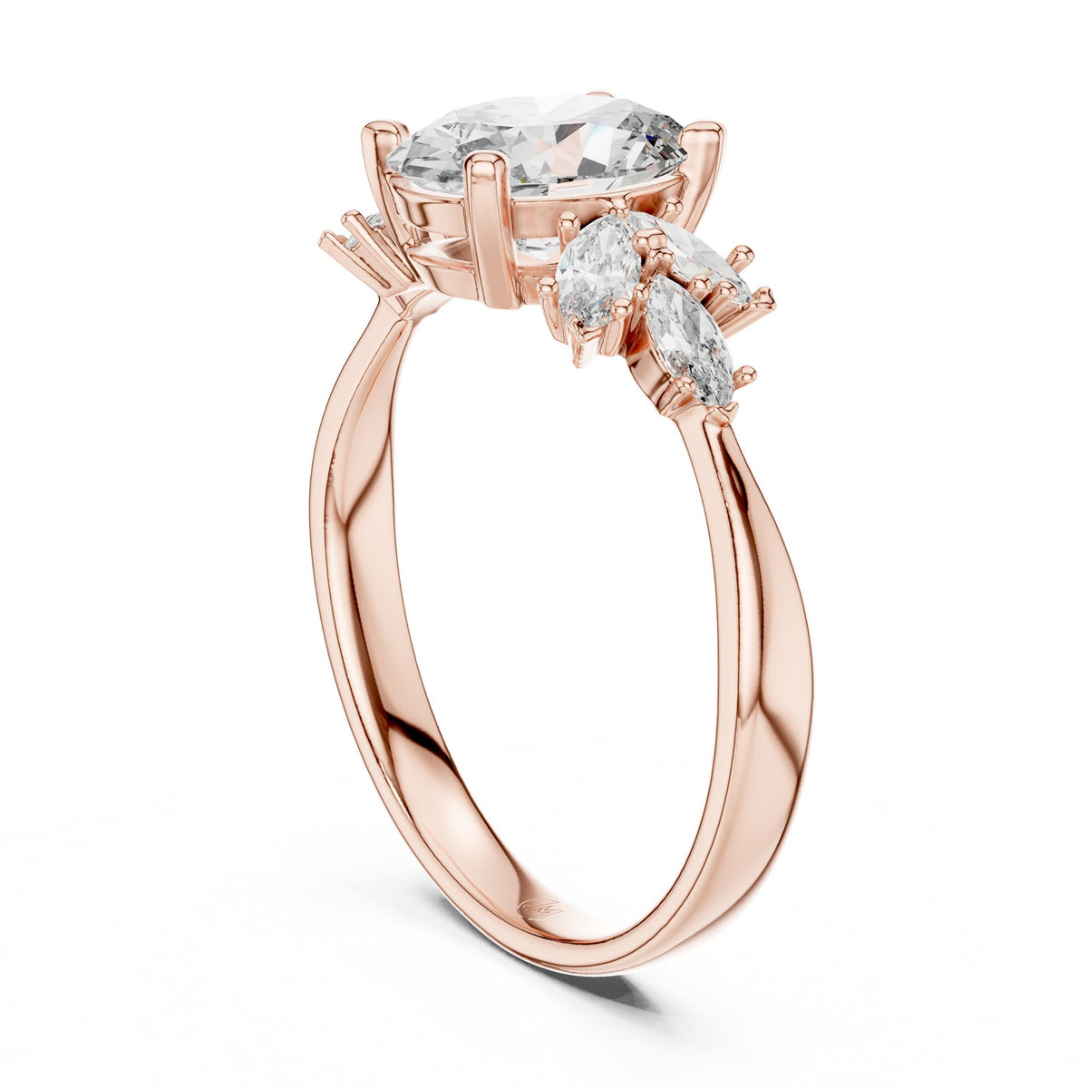 Oval Cluster Lab Grown Diamond Engagement Ring
