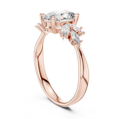 Oval Cluster Lab Grown Diamond Engagement Ring