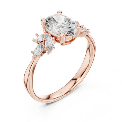 Oval Cluster Lab Grown Diamond Engagement Ring