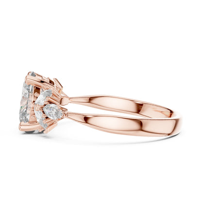 Oval Cluster Lab Grown Diamond Engagement Ring
