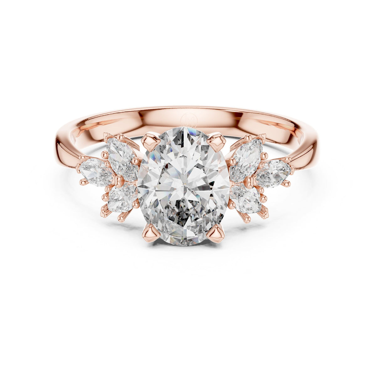 Oval Cluster Lab Grown Diamond Engagement Ring