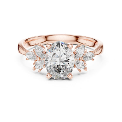 Oval Cluster Lab Grown Diamond Engagement Ring