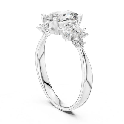 Oval Cluster Lab Grown Diamond Engagement Ring