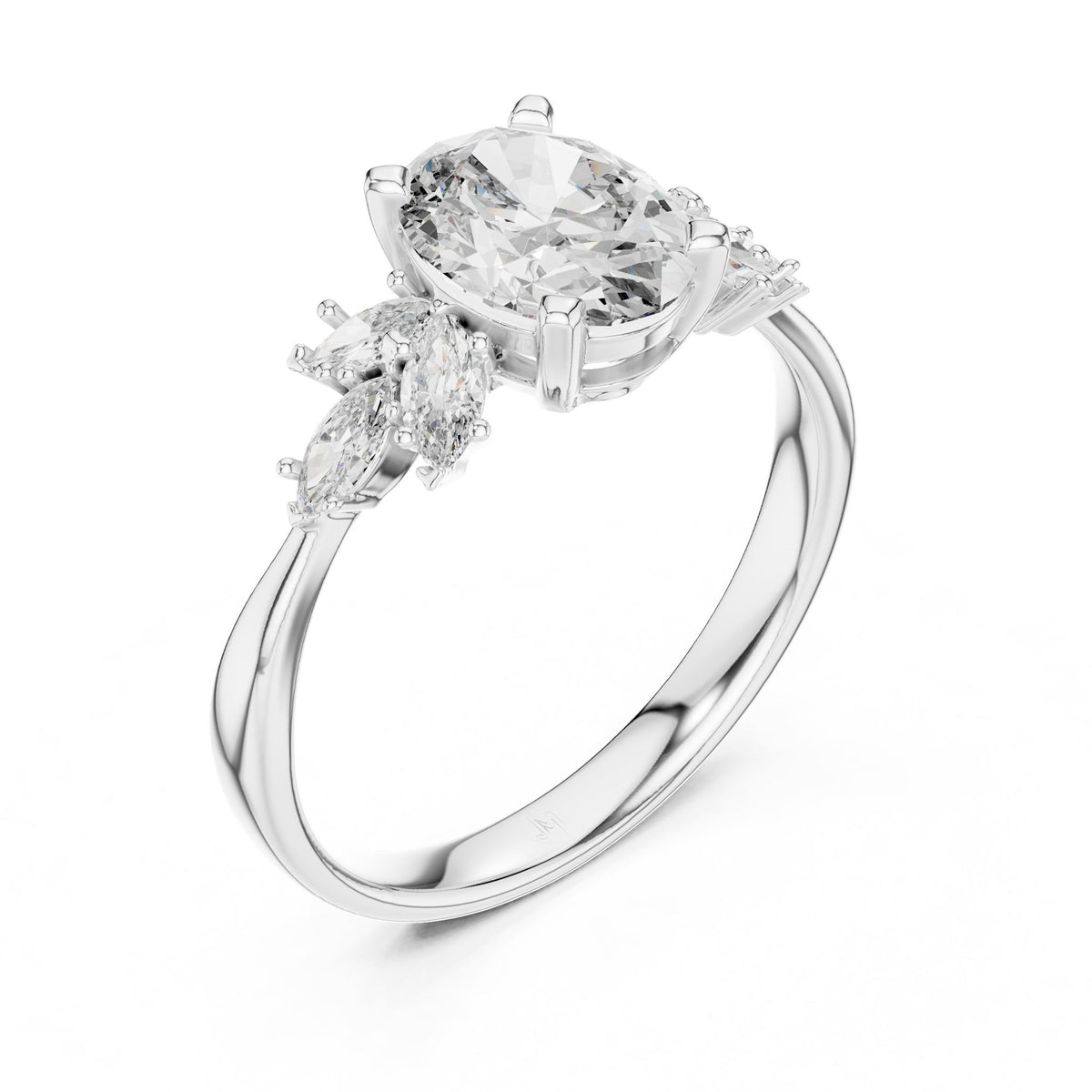 Oval Cluster Lab Grown Diamond Engagement Ring