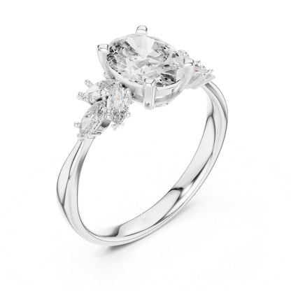 Oval Cluster Lab Grown Diamond Engagement Ring