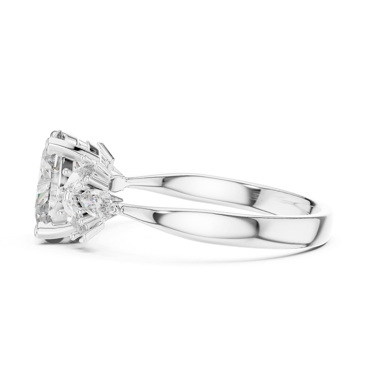 Oval Cluster Lab Grown Diamond Engagement Ring