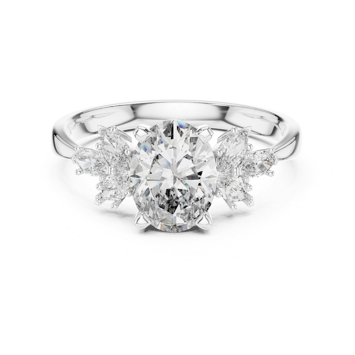 Oval Cluster Lab Grown Diamond Engagement Ring