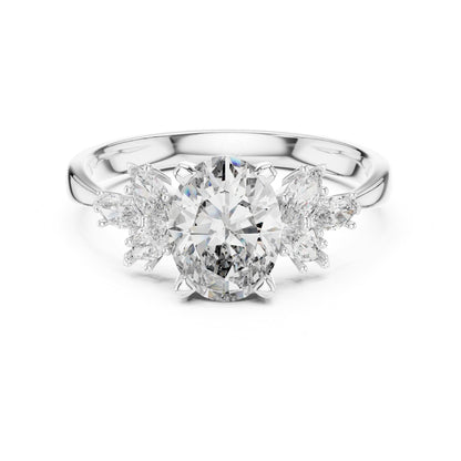 Oval Cluster Lab Grown Diamond Engagement Ring