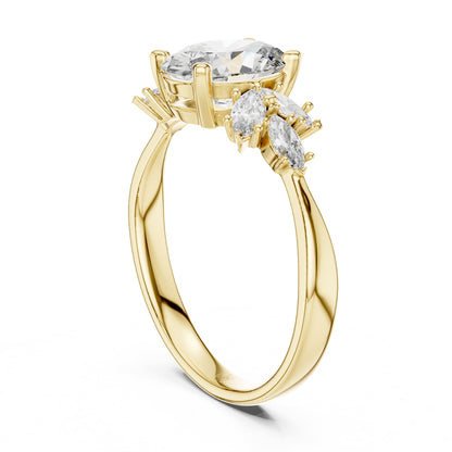 Oval Cluster Lab Grown Diamond Engagement Ring