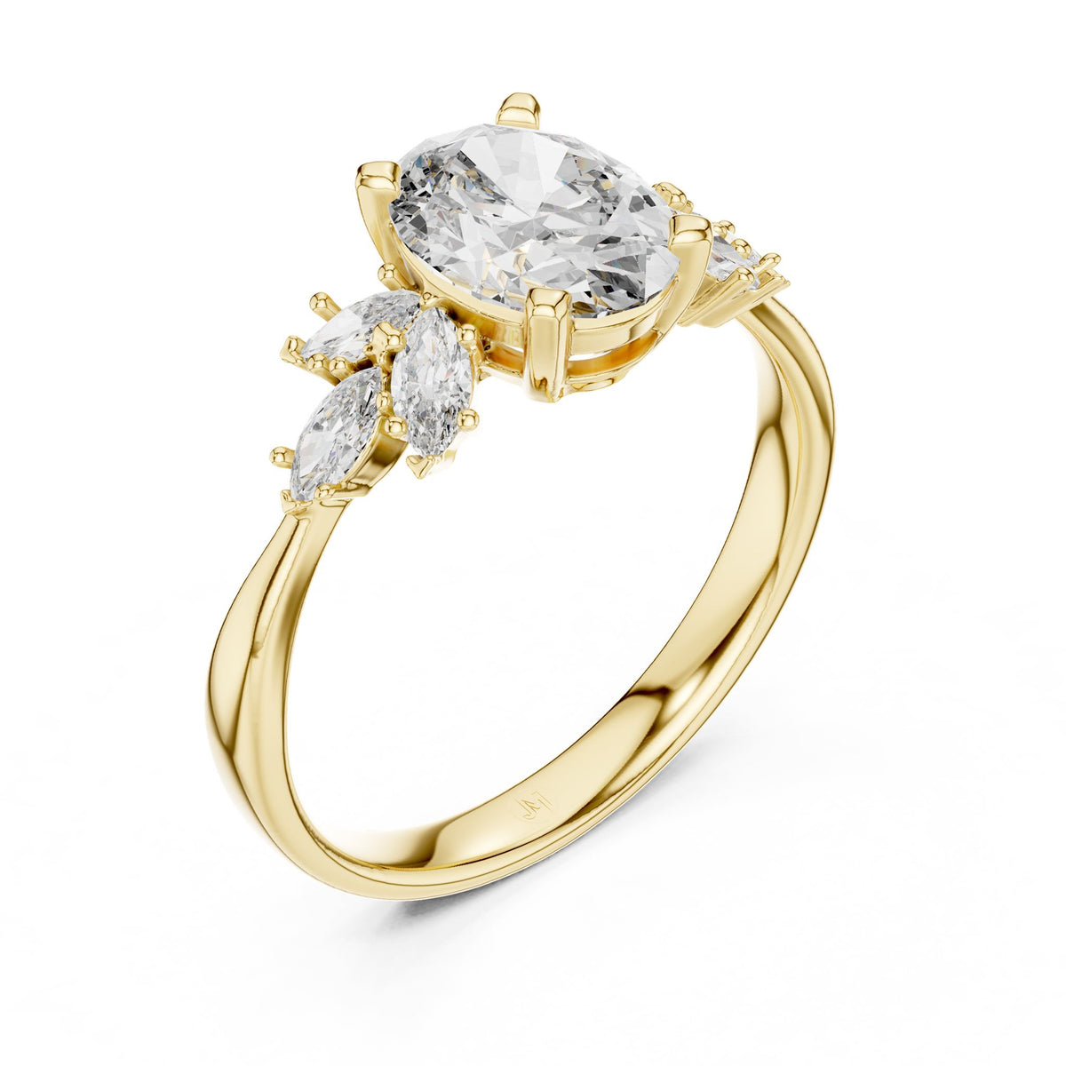 Oval Cluster Lab Grown Diamond Engagement Ring
