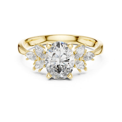 Oval Cluster Lab Grown Diamond Engagement Ring
