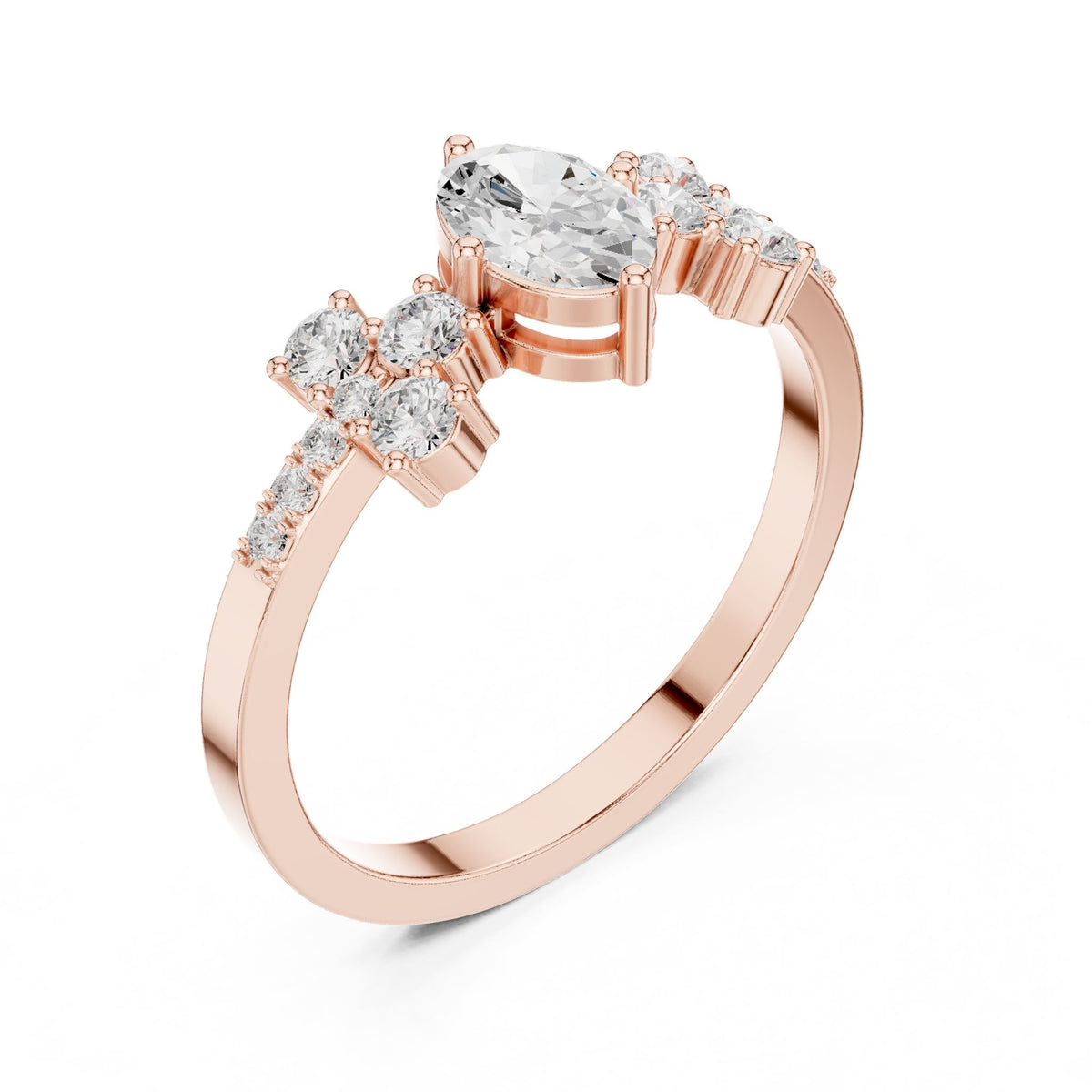 Oval Cluster Lab Grown Diamond Engagement Ring