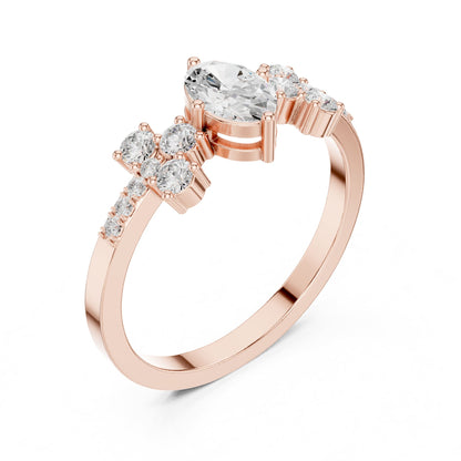 Oval Cluster Lab Grown Diamond Engagement Ring