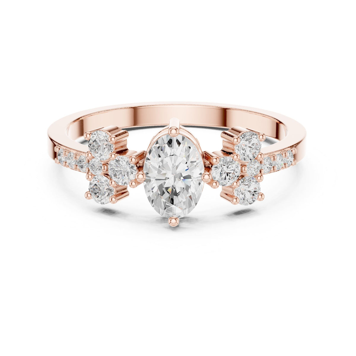 Oval Cluster Lab Grown Diamond Engagement Ring