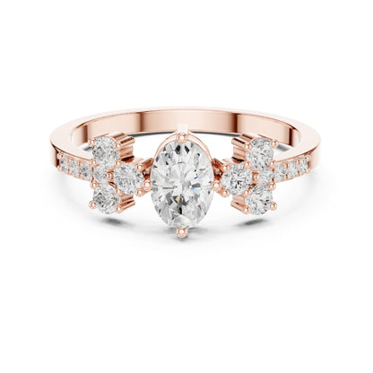 Oval Cluster Lab Grown Diamond Engagement Ring