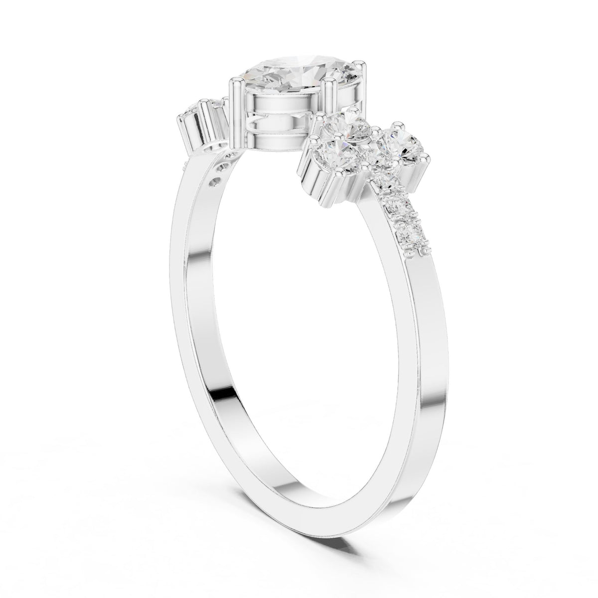 Oval Cluster Lab Grown Diamond Engagement Ring