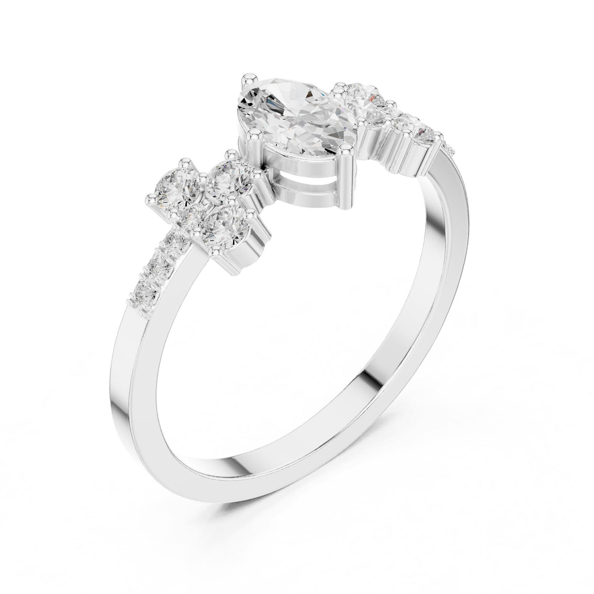 Oval Cluster Lab Grown Diamond Engagement Ring