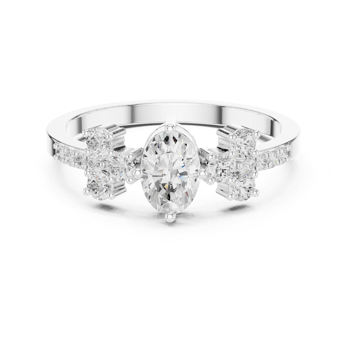 Oval Cluster Lab Grown Diamond Engagement Ring