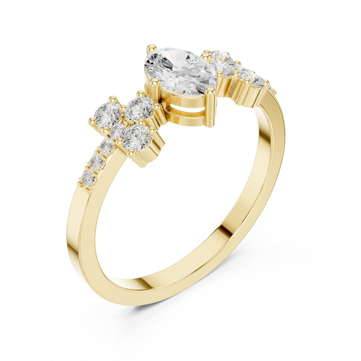 Oval Cluster Lab Grown Diamond Engagement Ring