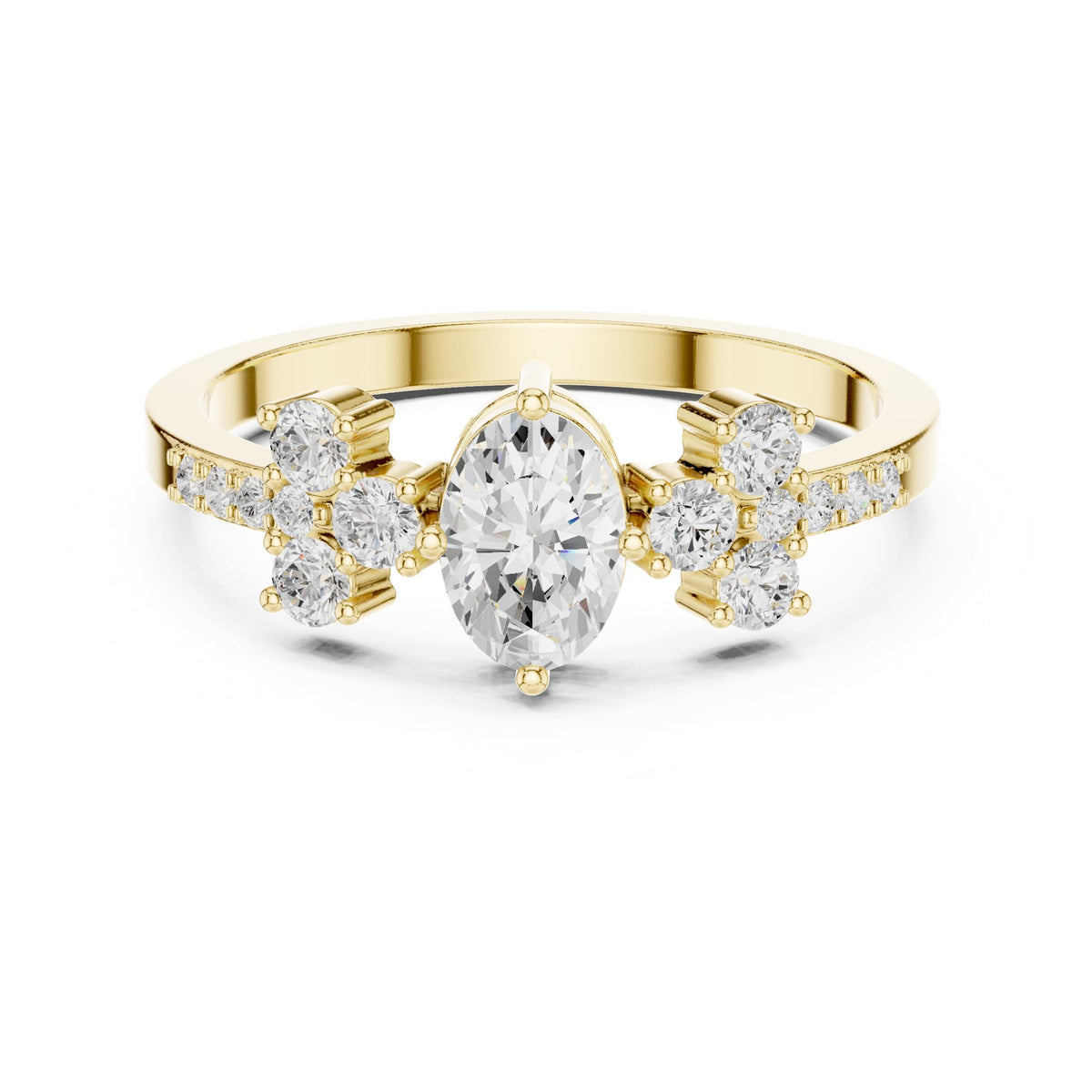 Oval Cluster Lab Grown Diamond Engagement Ring