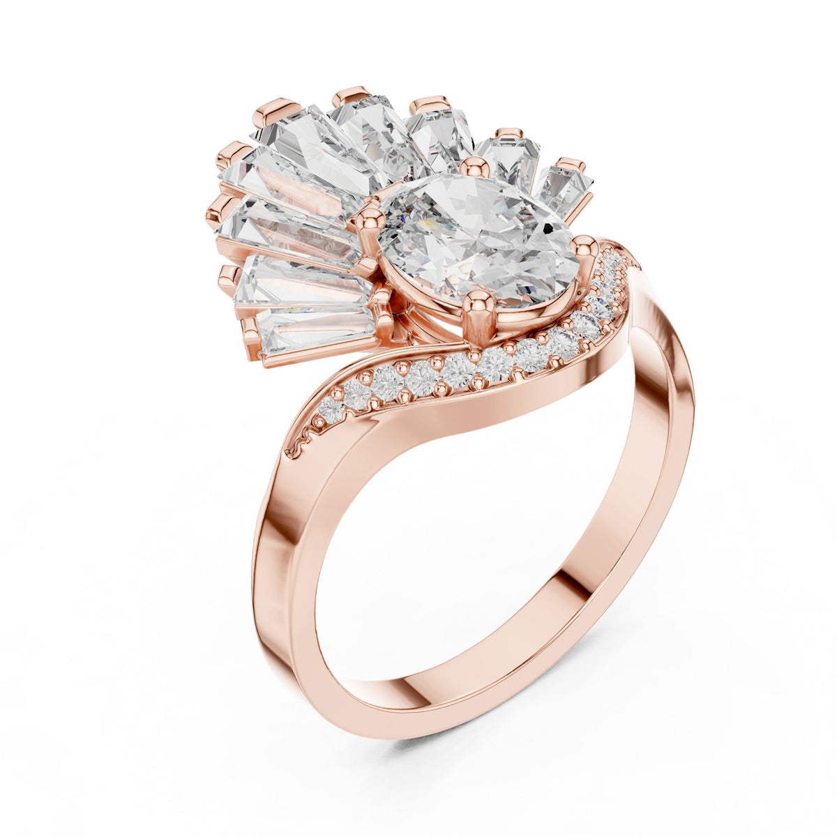 Oval Cluster Lab Grown Diamond Engagement Ring
