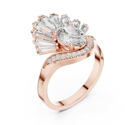 Oval Cluster Lab Grown Diamond Engagement Ring
