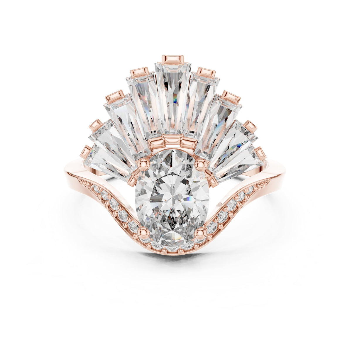Oval Cluster Lab Grown Diamond Engagement Ring