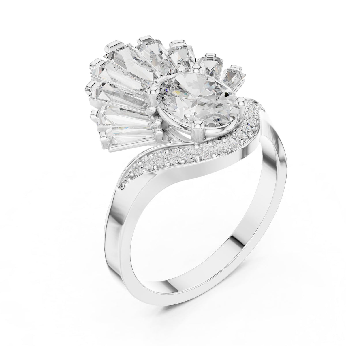 Oval Cluster Lab Grown Diamond Engagement Ring