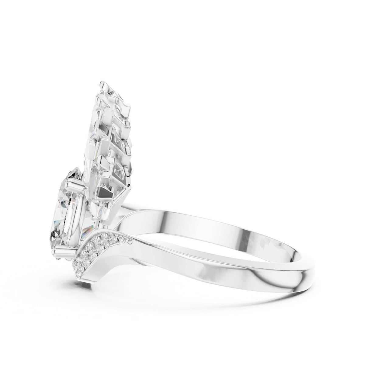 Oval Cluster Lab Grown Diamond Engagement Ring