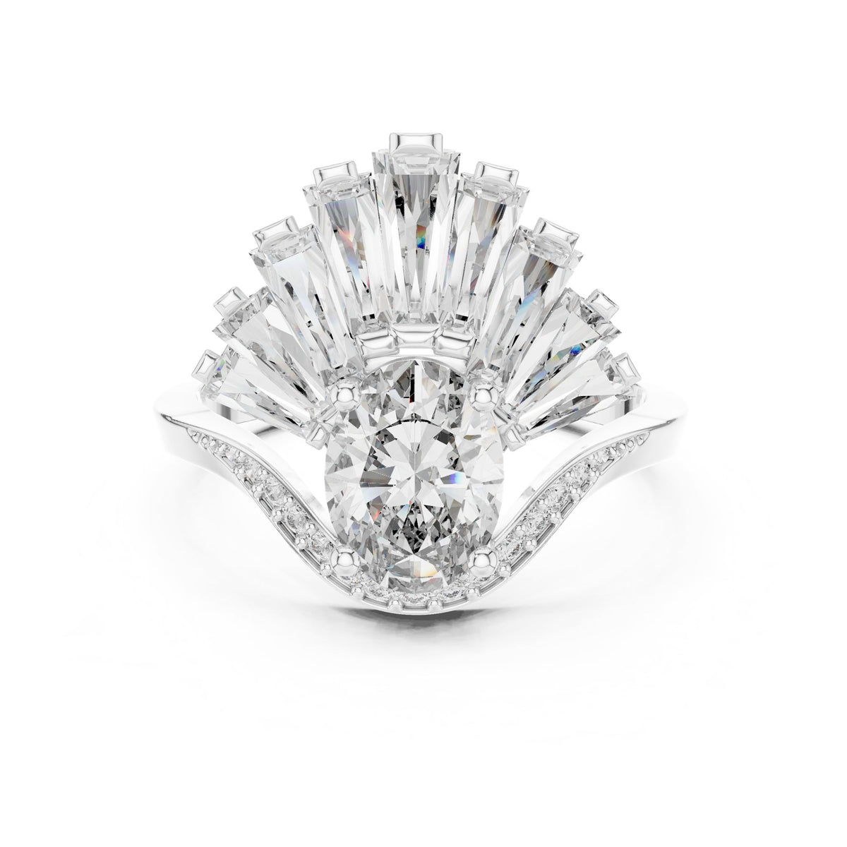 Oval Cluster Lab Grown Diamond Engagement Ring